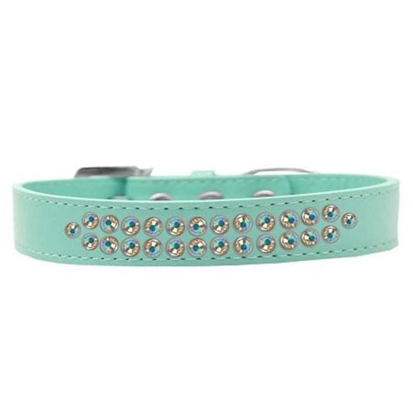 Unconditional Love Two Row AB Crystal Dog CollarAqua Size 12 UN796035